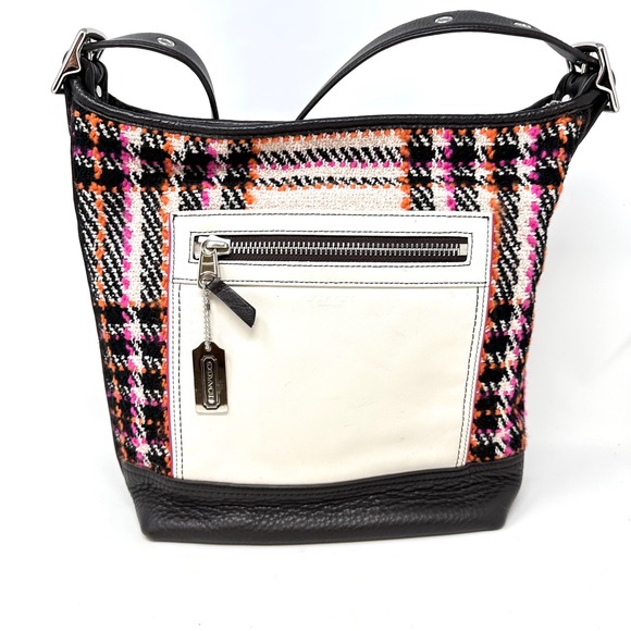 Coach Legacy Duffle in Leather & Wool Tweed Tote Colorblock‎ 21146 - Picture 1 of 13